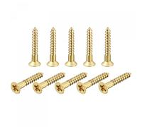 sourcing map Brass Wood Screws, M2.5x16mm Phillips Flat Head Self Tapping Connector for Door, Cabinet, Wooden Furniture 30Pcs