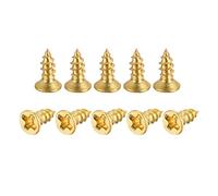 sourcing map Brass Wood Screws, M2.5x6mm Phillips Flat Head Self Tapping Connector for Door Hinges, Wooden Furniture, Home Appliances 50Pcs