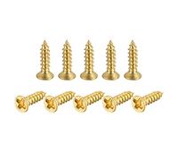 sourcing map Brass Wood Screws, M2.5x8mm Phillips Flat Head Self Tapping Connector for Door Hinges, Wooden Furniture, Home Appliances 100Pcs