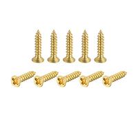 sourcing map Brass Wood Screws, M2x10mm Phillips Flat Head Self Tapping Connector for Door, Cabinet, Wooden Furniture 50Pcs