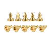 sourcing map Brass Wood Screws, M3.5x10mm Phillips Flat Head Self Tapping Connector for Door Hinges, Wooden Furniture, Home Appliances 200Pcs