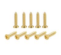 sourcing map Brass Wood Screws, M3.5x20mm Phillips Flat Head Self Tapping Connector for Door, Cabinet, Wooden Furniture 15Pcs