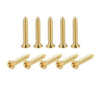 sourcing map Brass Wood Screws, M3.5x25mm Phillips Flat Head Self Tapping Connector for Door Hinges, Wooden Furniture, Home Appliances 150Pcs