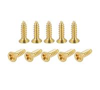 sourcing map Brass Wood Screws, M3x12mm Phillips Flat Head Self Tapping Connector for Door, Cabinet, Wooden Furniture 50Pcs