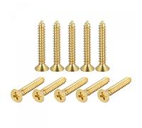 sourcing map Brass Wood Screws, M5x30mm Phillips Flat Head Self Tapping Connector for Door Hinges, Wooden Furniture, Home Appliances 20Pcs