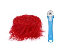 sourcing map Bright Red Faux Fur, 59'' x 2'' Shaggy Plush Fake Fur Fabric Fluffy Fuzzy Fabric Strips with Rotary Cutter for DIY Crafts, Cosplay Costume Cushions Rugs Party Decor