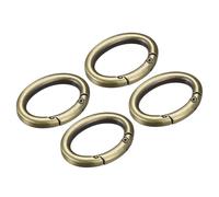 sourcing map Bronze Oval Spring Snap Clip Trigger Spring Keyring Buckle, 4Pcs, 1.5 Inch, D Ring, Bag Strap Ring
