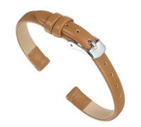sourcing map Brown Genuine Leather Band 16mm Width, Flat Thin Elegant Leather Watch Strap for Women