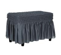 sourcing map Bubble Lattice Footstool Cover, Polyester Rectangle Footrest Slipcover with Skirt Footstool Protector for Living Room Bedroom Fit Length 60-100cm/24-39", Dark Grey