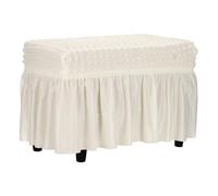 sourcing map Bubble Lattice Footstool Cover, Polyester Rectangle Footrest Slipcover with Skirt Footstool Protector for Living Room Bedroom Fit Length 60-100cm/24-39", Cream