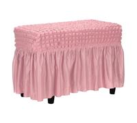 sourcing map Bubble Lattice Footstool Cover, Polyester Rectangle Footrest Slipcover with Skirt Footstool Protector for Living Room Bedroom Fit Length 60-100cm/24-39", Pink