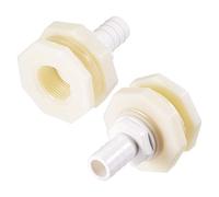 sourcing map Bulkhead Fitting Adapter 16mm Barbed x G3/4 Female ABS White for Aquariums, Water Tanks, Tubs, Pools 2Pcs