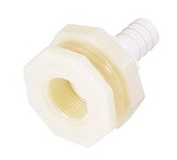 sourcing map Bulkhead Fitting Adapter 16mm Barbed x G3/4 Female ABS White for Aquariums, Water Tanks, Tubs, Pools