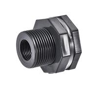 sourcing map Bulkhead Fitting, G1/2 Female 1.5" Male, Tube Adaptor Pipe Fitting with Silicone Gasket, for Water Tanks, PVC, Gray