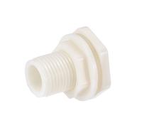 sourcing map Bulkhead Fitting, G1/2 Male, Tube Adaptor Pipe Fitting with Silicone Gasket, for Water Tanks, ABS Plastic, White