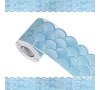 sourcing map Bulletin Board Borders, 65.6Ft x 2.75Inch Rolled Classroom Border Trim Notice Board Frame for Classroom Decoration, Blue Fish Scales
