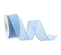 sourcing map Burlap Ribbon Fabric Wired Edge Ribbons Light Blue 1-1/2 Inch x 10 Yard Wired Ribbon for Gift Wrapping, Bow, Wreath, Christmas Tree, Flower Bouquet, with Roller