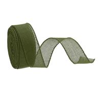 sourcing map Burlap Ribbon Fabric Wired Edge Ribbons Olive Green 1-1/2 Inch x 10 Yard for Gift Wrapping, Bow, Wreath, Christmas Tree, Flower Bouquet (3.8cm x 9m)