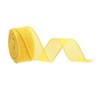 sourcing map Burlap Ribbon Fabric Wired Edge Ribbons Yellow 1-1/2 Inch x 10 Yard for Gift Wrapping, Bow, Wreath, Christmas Tree, Flower Bouquet (3.8cm x 9m)