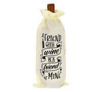 sourcing map Burlap Wine Bags, Bottle Gift Bag, 13.8x5.9"with Drawstring and Handles, Reusable Gift Wine Cover for Party, Wedding, Birthday, Wine Bottle Packaging, Mine, Beige
