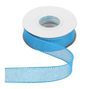 sourcing map Burlap Wired Ribbon 1" x 10 Yards Wired Edge Ribbon Cross Linen Woven Strap for Big Bow Wreath Holiday Parties Home and Outdoor Decoration, Sky Blue