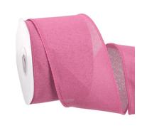 sourcing map Burlap Wired Ribbon 2-1/2 Inch x 10 Yard, Wired Edge Ribbon for Craft Gift Wrapping Wreath Christmas Tree Decoration,Pink