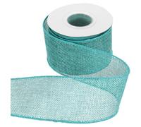 sourcing map Burlap Wired Ribbon 2-1/2" x 10 Yards Wired Edge Ribbon Cross Linen Woven Strap for Big Bow Wreath Holiday Parties Home and Outdoor Decoration, Island Blue
