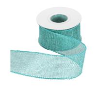 sourcing map Burlap Wired Ribbon 2" x 10 Yards Wired Edge Ribbon Cross Linen Woven Strap for Big Bow Wreath Holiday Parties Home and Outdoor Decoration, Island Blue