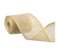 sourcing map Burlap Wired Ribbons, 2.4inch x 3yards Natural Burlap Weave Ribbon, Linen Color