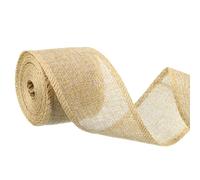 sourcing map Burlap Wired Ribbons, 2.4inch x 5yards Natural Burlap Weave Ribbon, Linen Color