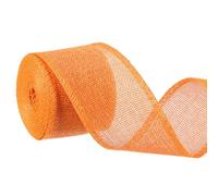 sourcing map Burlap Wired Ribbons, 2.4inch x 5yards Natural Burlap Weave Ribbon, Orange