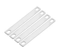 sourcing map Bus Bar Connector 4 Pcs Pitch Row 3.2"(80mm) Red Copper Flat Bus Bar Nickel-Plated for LiFePO4 Cells Lithium Battery Busbar Connector, Silver
