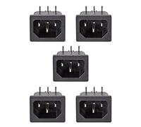 sourcing map C14 Panel Mount Plug Adapter AC 250V 10A 3 Pins IEC Inlet Module Plug Power Connector Socket Right Angle Pack of 5