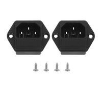 sourcing map C14 Panel Mount Plug Adapter AC 250V 10A 3 Pins IEC Inlet Module Plug Power Socket Straight with Screws 2pcs