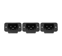 sourcing map C14 Panel Mount Plug Adapter AC 250V 10A 3 Pins IEC Inlet Module Plug Power Socket Straight 3pcs