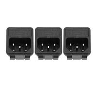sourcing map C14 Panel Mount Plug Adapter AC 250V 10A 3 Pins IEC Inlet Plug Power Socket Straight 3pcs