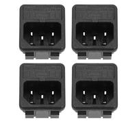 sourcing map C14 Panel Mount Plug Adapter AC 250V 10A 3 Pins IEC Inlet Plug Power Socket Straight 4pcs