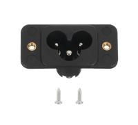 sourcing map C6 Panel Mount Plug Adapter AC 250V 2.5A/5A 3Pins IEC Inlet Module Plug Power Connector Socket Straight with Screws 1pcs
