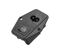 sourcing map C8-8 Panel Mount Plug Adapter 250V 10A 2P IEC Inlet Module Plug Power Connector Socket Straight with 4 Pin Fuse Switch