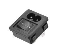 sourcing map C8-8 Panel Mount Plug Adapter AC 250V 2.5A 2 Pins 2mm Buckle IEC Inlet Module Plug Power Connector Socket Straight with 3P ON-Off Switch
