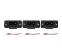 sourcing map C8 Panel Mount Plug Adapter AC 250V 2.5A 2P IEC Plug Power Straight W 2 Wire 3 Pcs