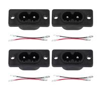 sourcing map C8 Panel Mount Plug Adapter AC 250V 2.5A 2P IEC Plug Power Straight W 2 Wire 4 Pcs