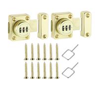 sourcing map Cabinet Combination Lock Twist Knob Keyless Lock 3-Digit Password Latch Lock for Small Door Cabinets Barn Door Bathroom Outdoor Garage Garden(Pack of 2, Gold)