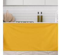 sourcing map Cabinet Curtains, Dust Proof Privacy Drape Short Curtain, Hook & Loop Under the Desk Skirt for Kitchen Bathroom Closet Storage Room (130cm x 70cm, Brown Yellow)