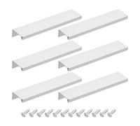 sourcing map Cabinet Finger Edge Pull, 10pcs 150mm/5.91 Aluminum Alloy Back Mount Hidden Cabinet Pulls Concealed Handle for Home Kitchen Drawer Cabinet, Silver