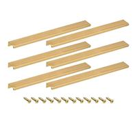 sourcing map Cabinet Finger Edge Pull, 10pcs 300mm/11.81 Aluminum Alloy Back Mount Hidden Cabinet Pulls Concealed Handle for Home Kitchen Drawer Cabinet, Gold