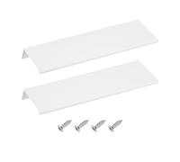 sourcing map Cabinet Finger Edge Pull, 2pcs 200mm / 7.87" Aluminum Alloy Back Mount Hidden Drawer Edge Handles, Modern Concealed Tab Pulls for Home Kitchen Furniture, White