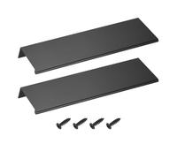 sourcing map Cabinet Finger Edge Pull, 2pcs 200mm / 7.87" Aluminum Alloy Back Mount Hidden Drawer Edge Handles, Modern Concealed Tab Pulls for Home Kitchen Furniture, Black