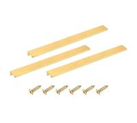 sourcing map Cabinet Finger Edge Pull, 3pcs 300mm / 11.81" Aluminum Alloy Back Mount Hidden Cabinet Pulls Concealed Handle for Home Kitchen Drawer Cabinet, Gold