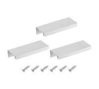 sourcing map Cabinet Finger Edge Pull, 3pcs 80mm / 3.15" Aluminum Alloy Back Mount Hidden Cabinet Pulls Concealed Handle for Home Kitchen Drawer Cabinet, Silver